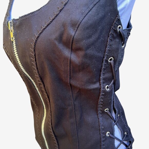 Gothic Steampunk Lace up Black  Corset Top Medium - Picture 4 of 7